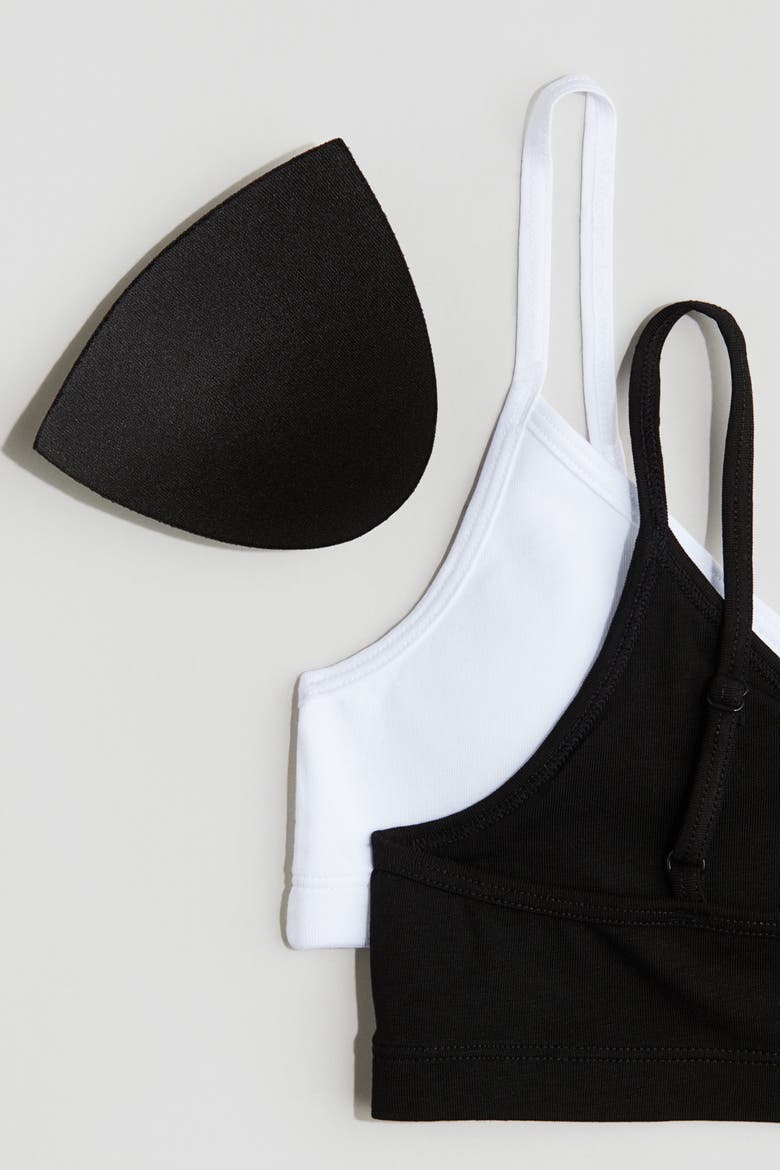 2-pack Padded Crop Tops, Alternate, color, Black/white