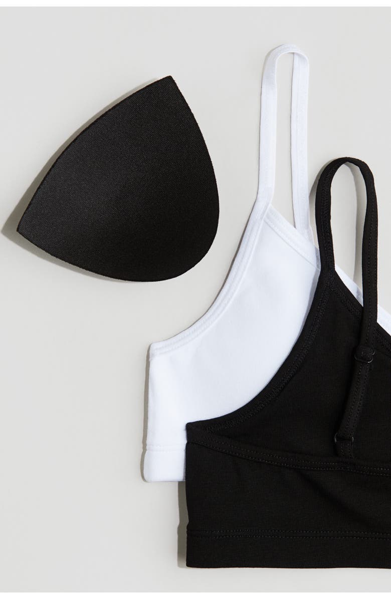 H&M 2-pack Padded Crop Tops, Alternate, color, Black/White