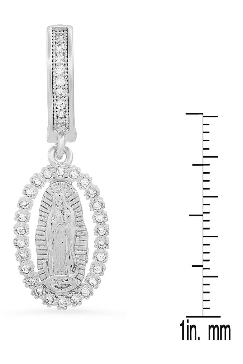 18K White Gold Plated Crystal Hoop Earrings, Alternate, color, METALLIC