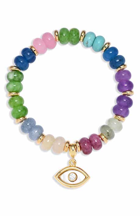 Celeste Eye Rainbow Beaded Stretch Bracelet