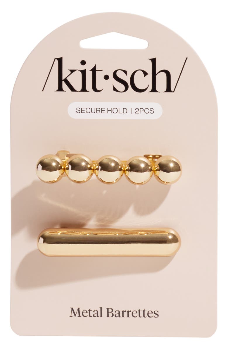 Kitsch 2-Pack Barrettes, Alternate, color, Gold