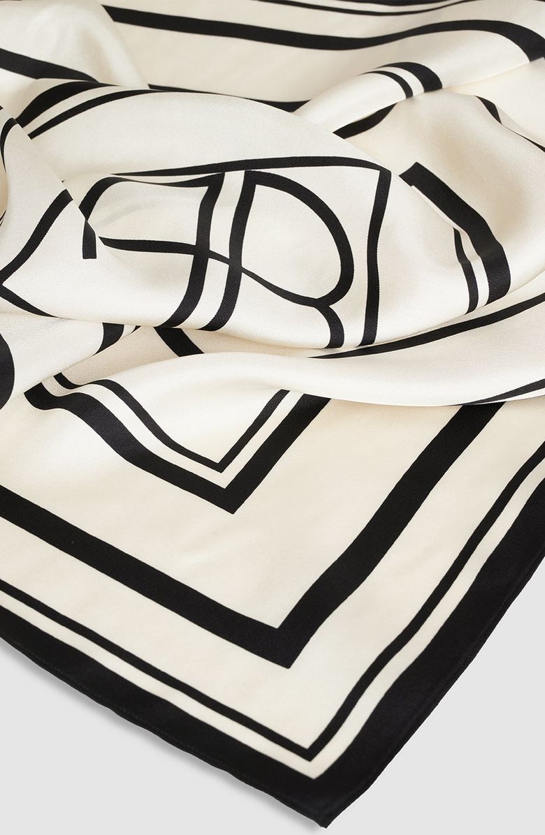 ANINE BING York Scarf, Alternate, color, Ivory / Black Monogram