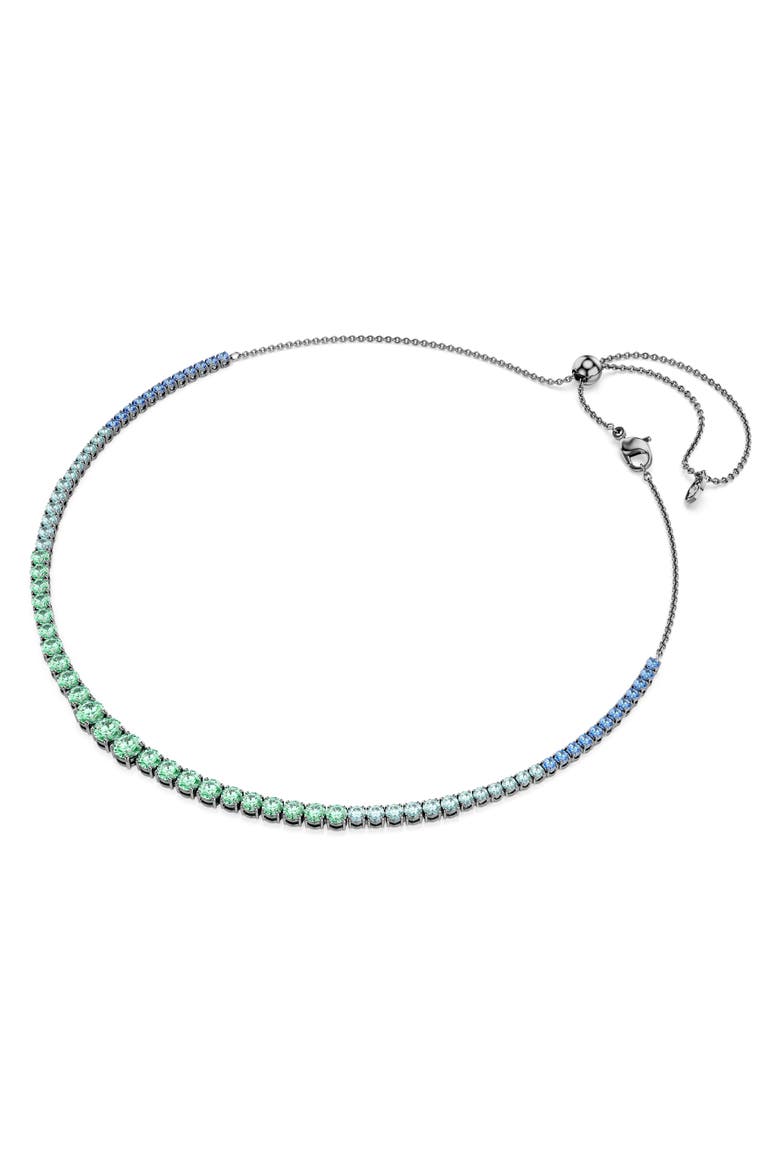 Matrix Crystal Slider Necklace, Alternate, color, SILVER/ GREEN