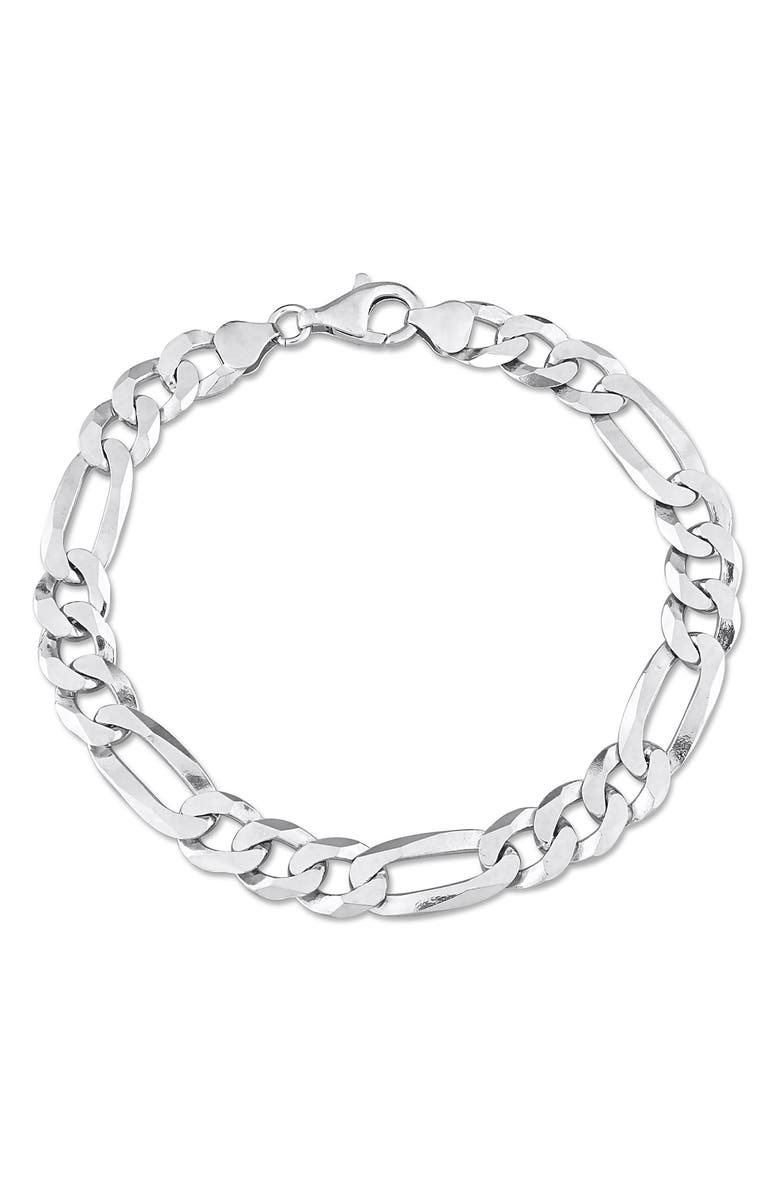 DELMAR Men's Sterling Silver 8.9mm Flat Figaro Chain Bracelet, Main, color, 