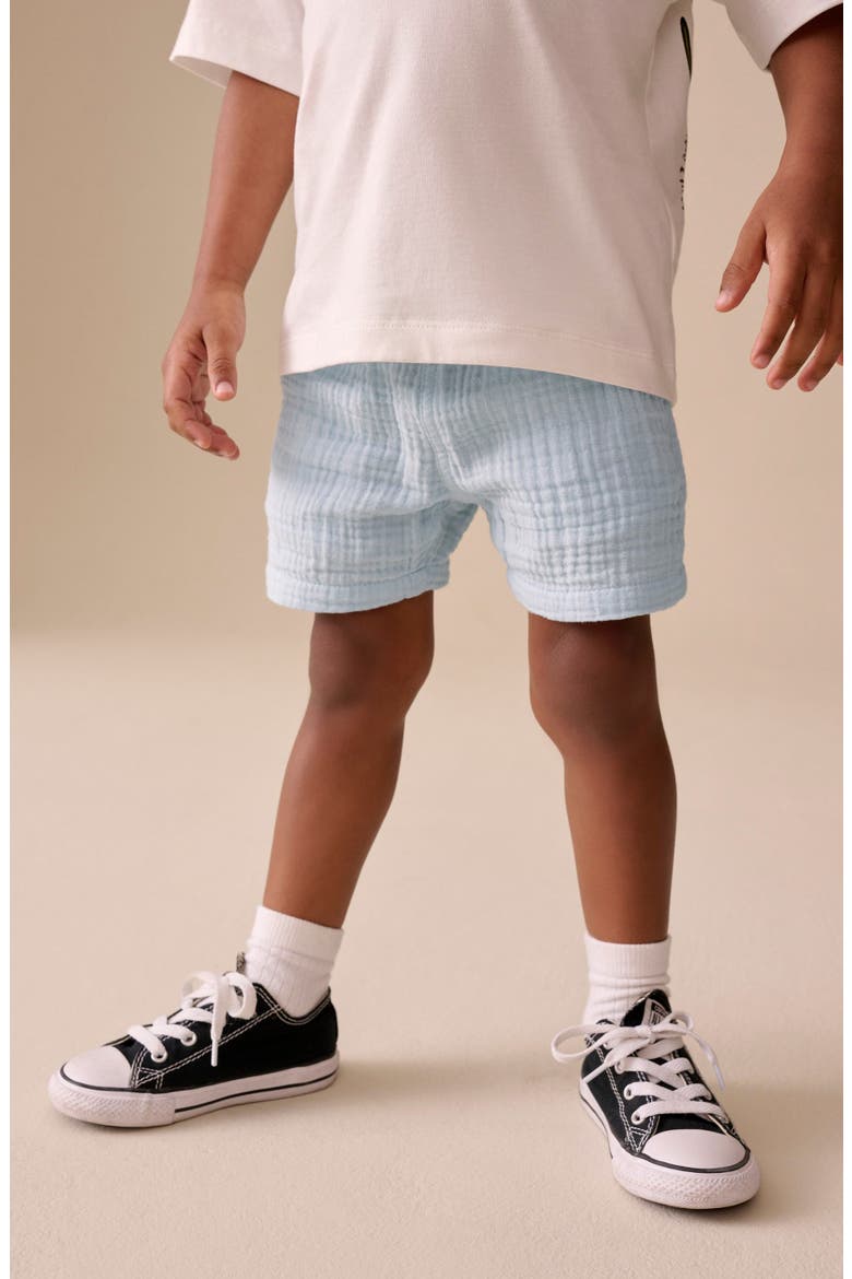 Kids' Textured Cotton Drawstring Shorts, Alternate, color, BLUE