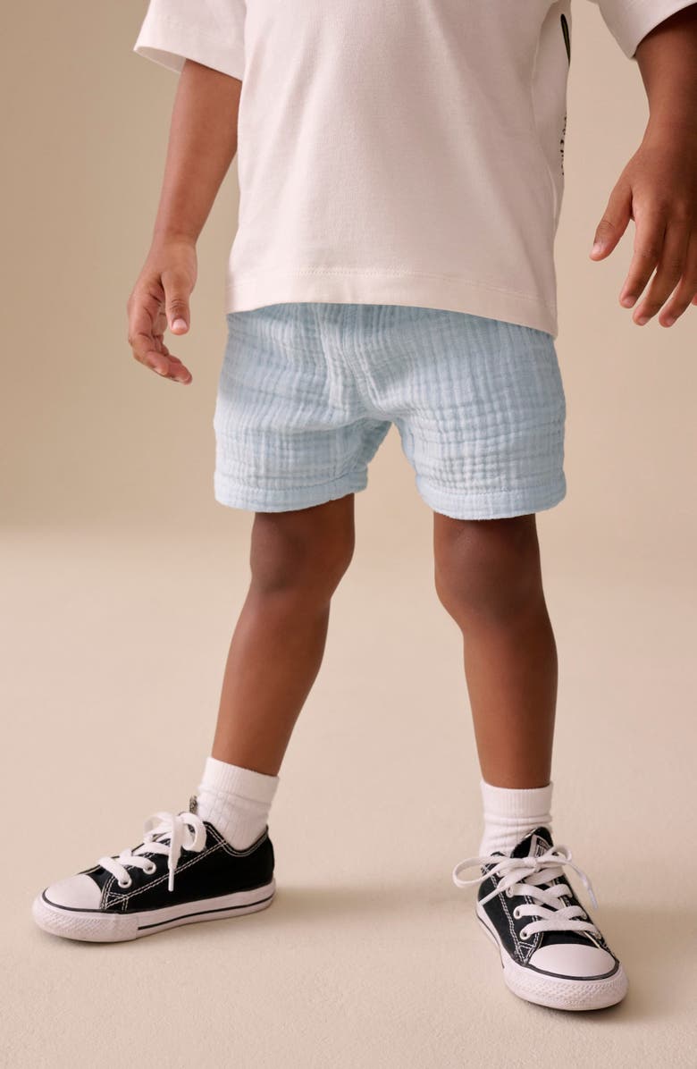 NEXT Kids' Textured Cotton Drawstring Shorts, Alternate, color, Blue