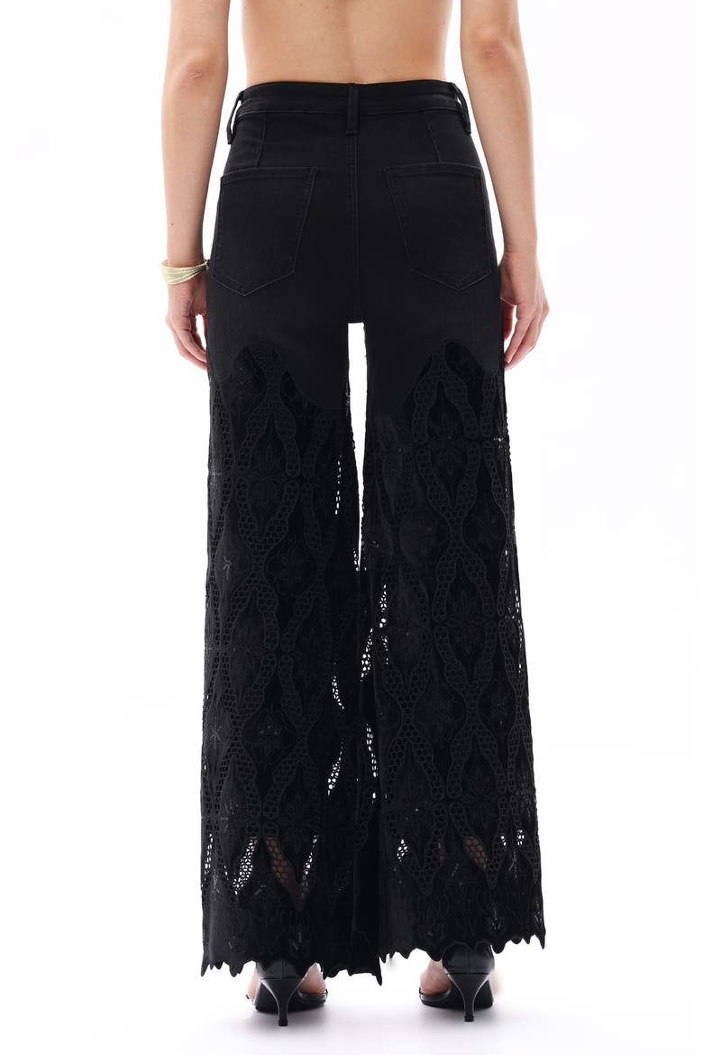 Rhinestone Embroidered High Waist Wide Leg Jeans, Alternate, color, BLACK