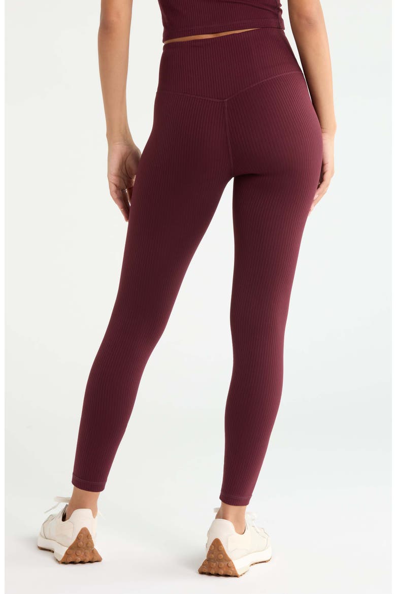 Thrive Rib High Waist 7/8 Leggings, Alternate, color, BURGUNDY STEM