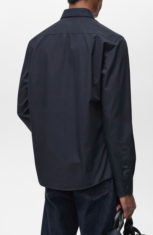 Mango Regular Fit Solid Cotton Button-up Shirt In Dark Navy