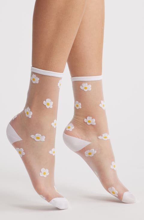 Daisies Sheer Crew Socks