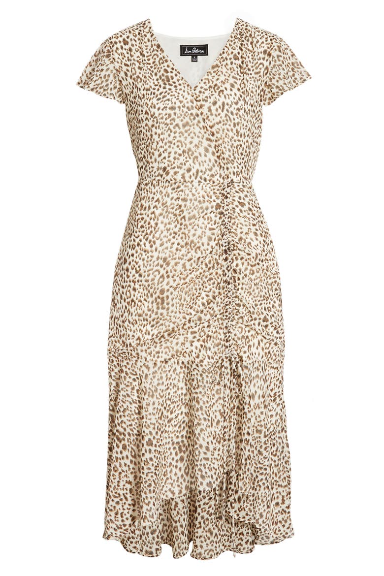 Printed Ruched Midi Dress, Alternate, color, ANIMAL