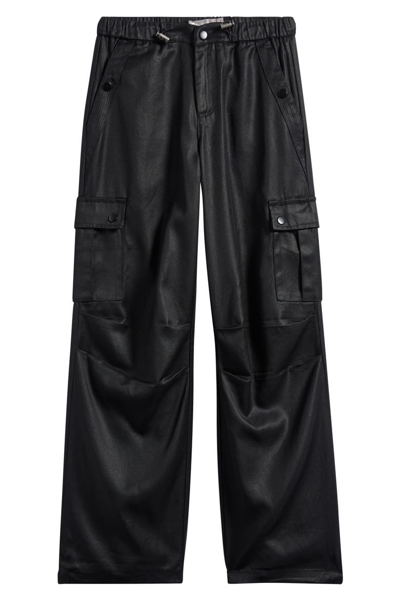 Kids' Coated Cargo Pants, Main, color, BLACK LEATHER