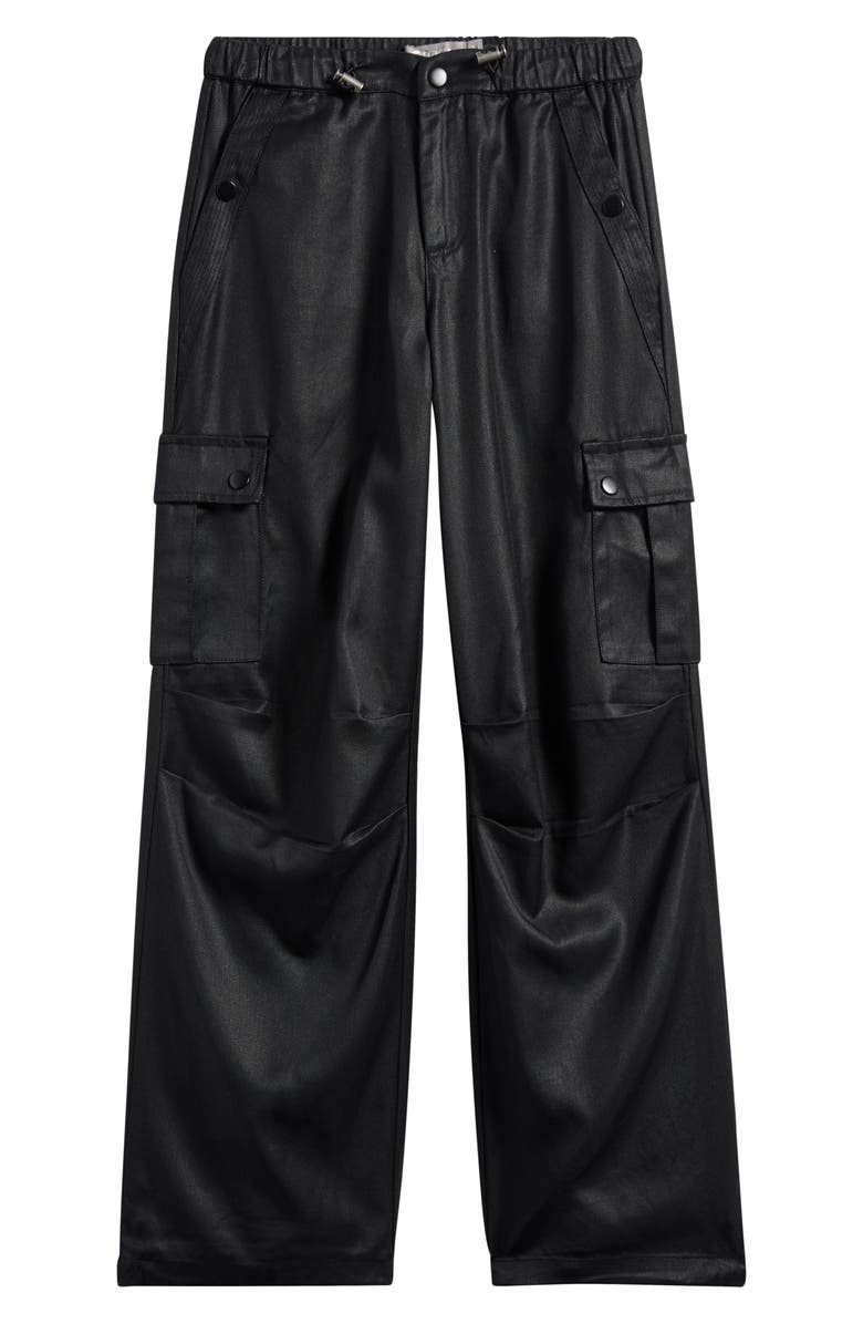 Tractr Kids' Coated Cargo Pants, Main, color, Black Leather