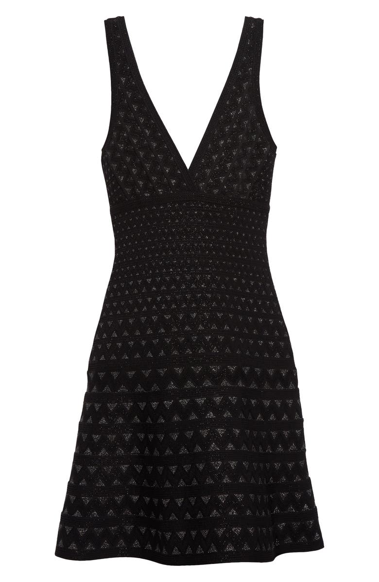 Emporio Armani Geometric Jacquard Fit & Flare Dress, Alternate, color, 