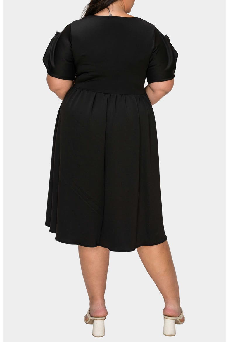 Rosie Florette Puff Sleeve Midi Dress, Alternate, color, BLACK