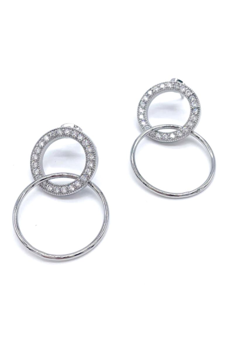 White Rhodium Circle Drop Earrings, Alternate, color, YELLOW