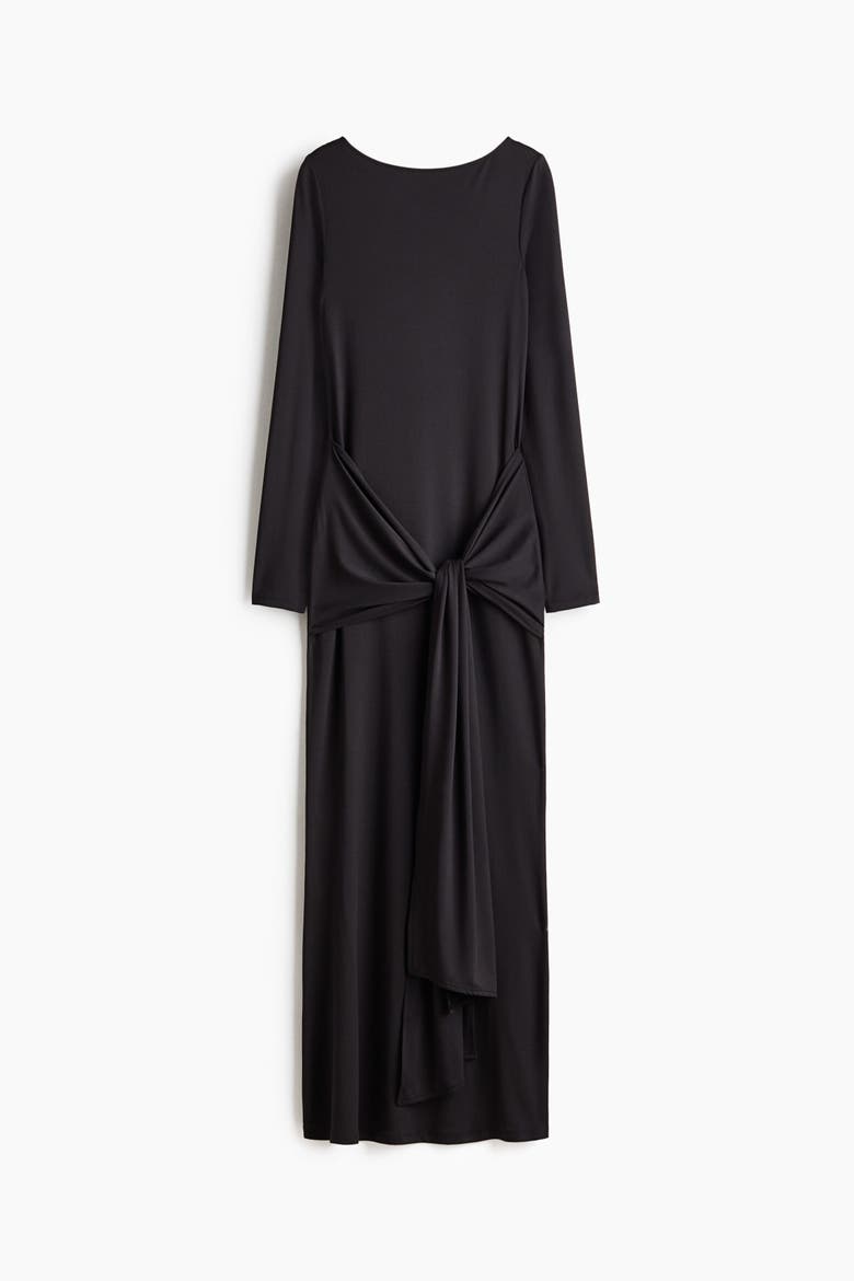 Tie-detail Jersey Dress, Alternate, color, Black