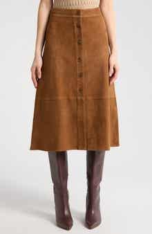 PAIGE Terrassa Suede A-Line Skirt