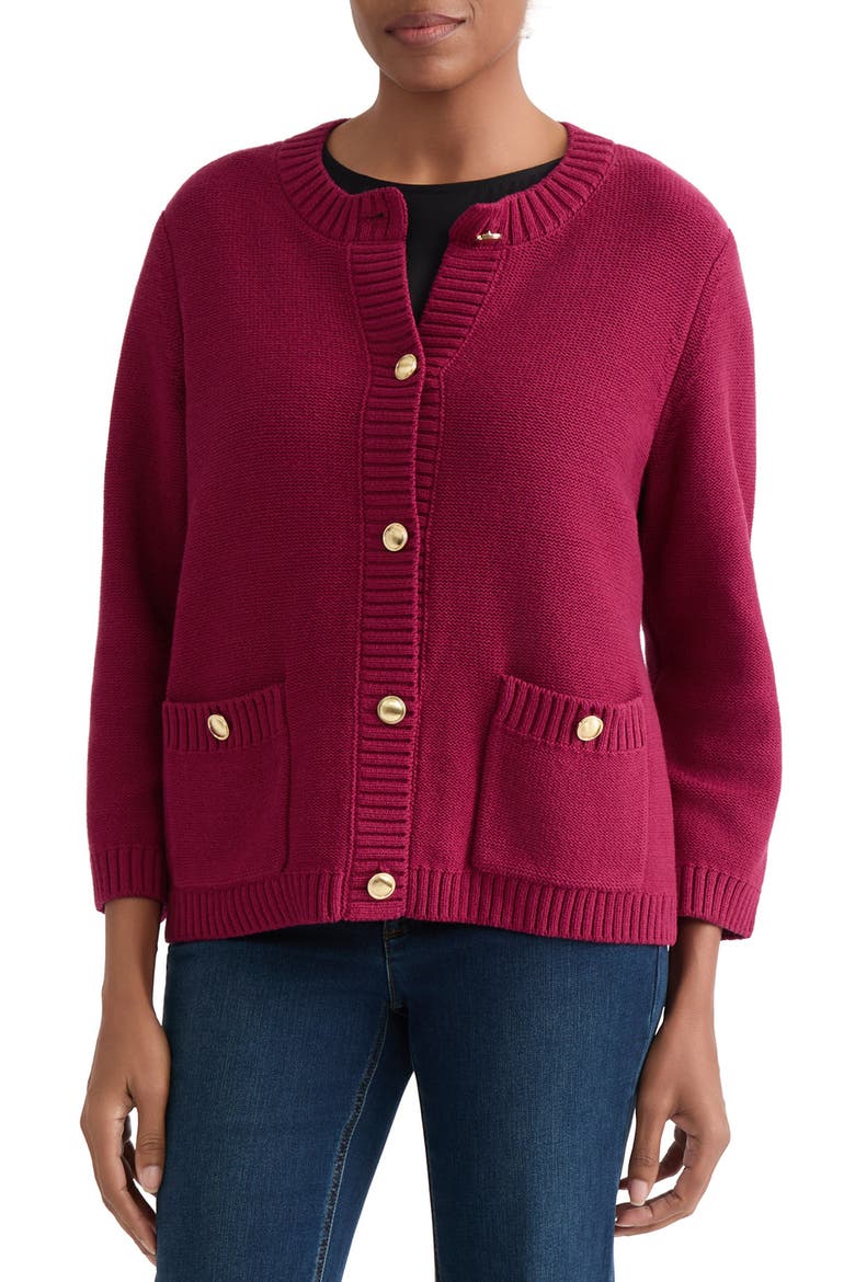 Pocket Cardigan, Main, color, BERRY RED