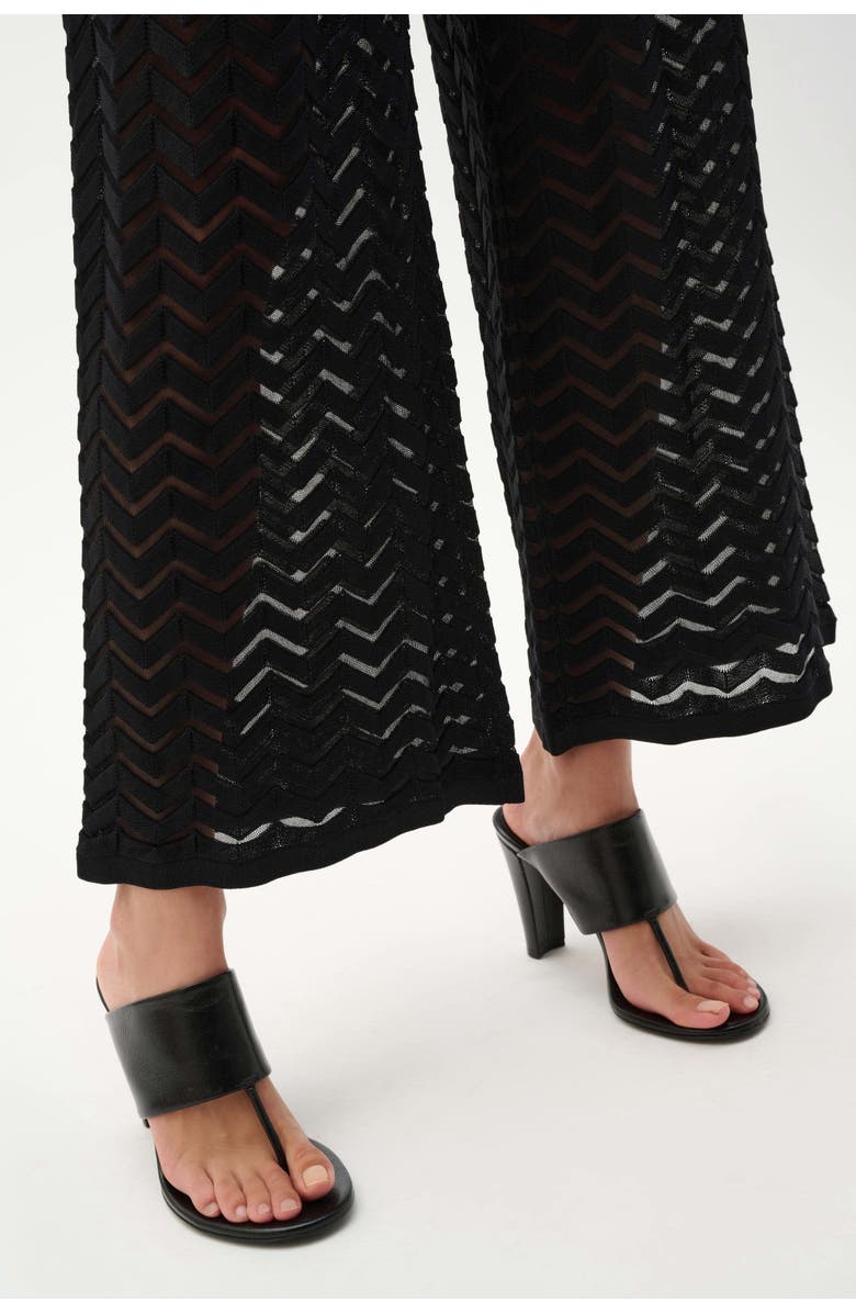 Joseph Ribkoff Viscose Jacquard Knit Chevron Stitch Culotte Pants, Alternate, color, Black