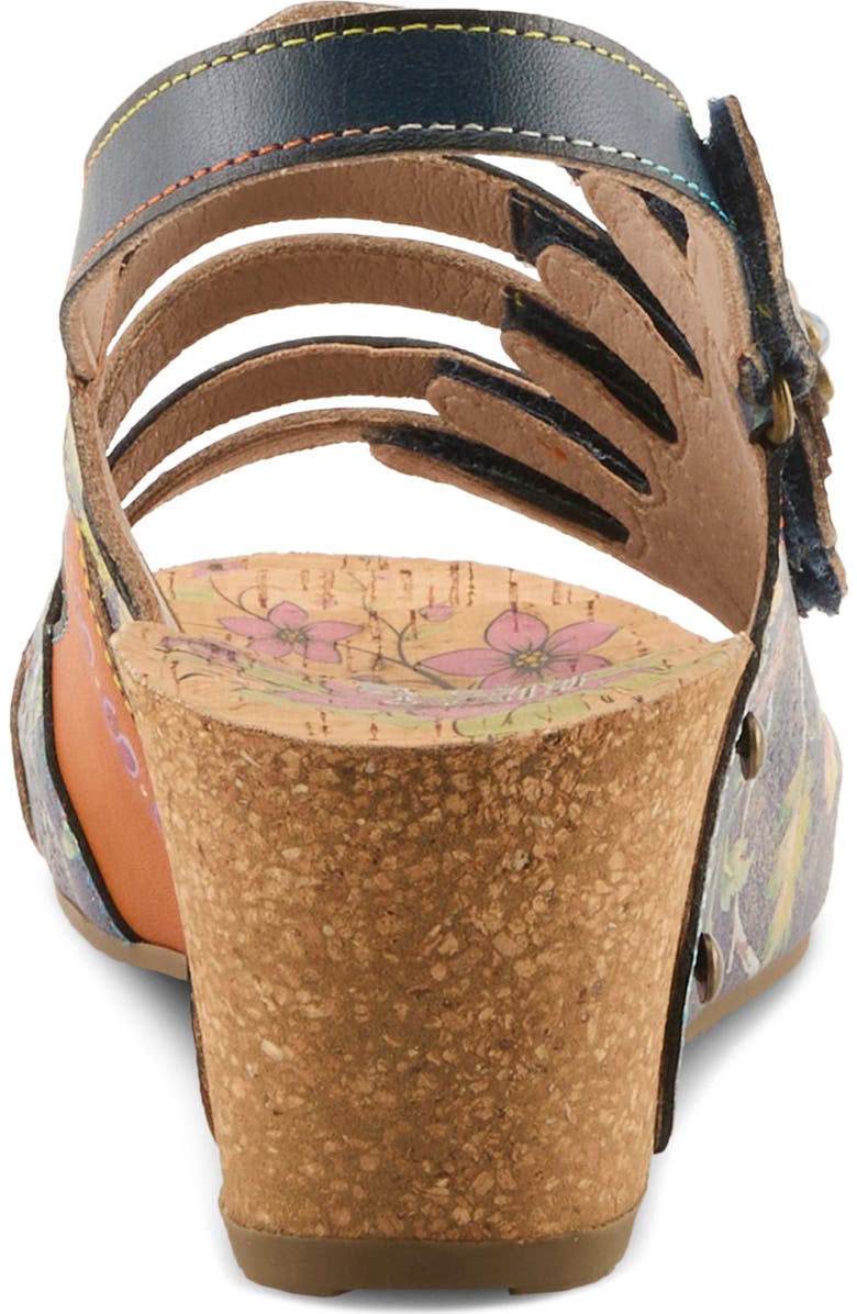 L'Artiste by Spring Step Buckle It Up Strappy Wedge Sandal, Alternate, color, Navy Multi