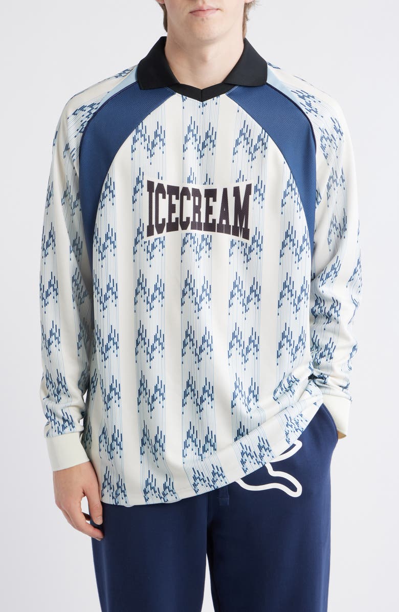 ICECREAM Dropper Long Sleeve Soccer Jersey, Main, color, Antique White