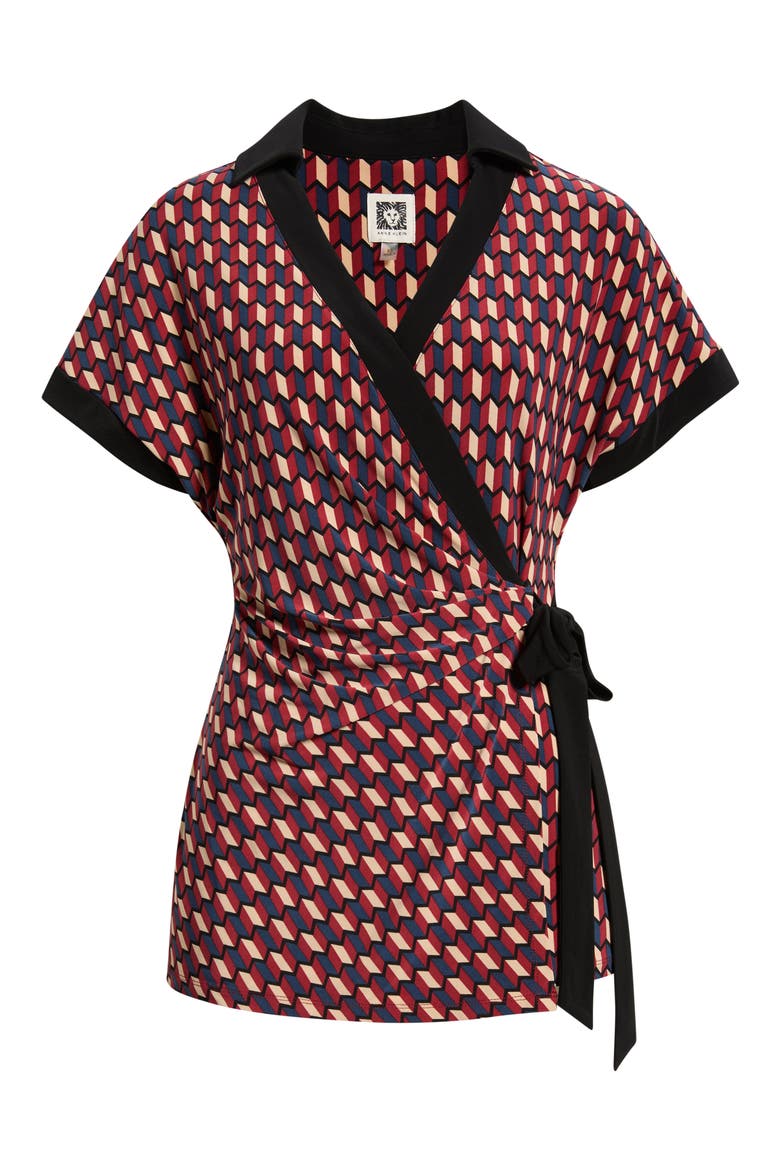 Print Wrap Top, Alternate, color, RUST MULTI