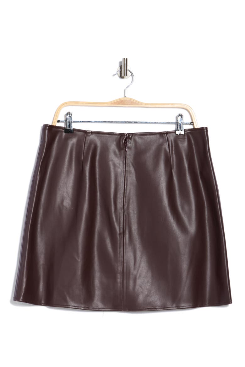 Truman Snap Faux Leather Miniskirt, Alternate, color, DARK SYRAH