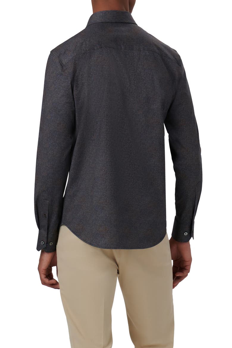 James OoohCotton® Mélange Button-Up Shirt, Alternate, color, BLACK