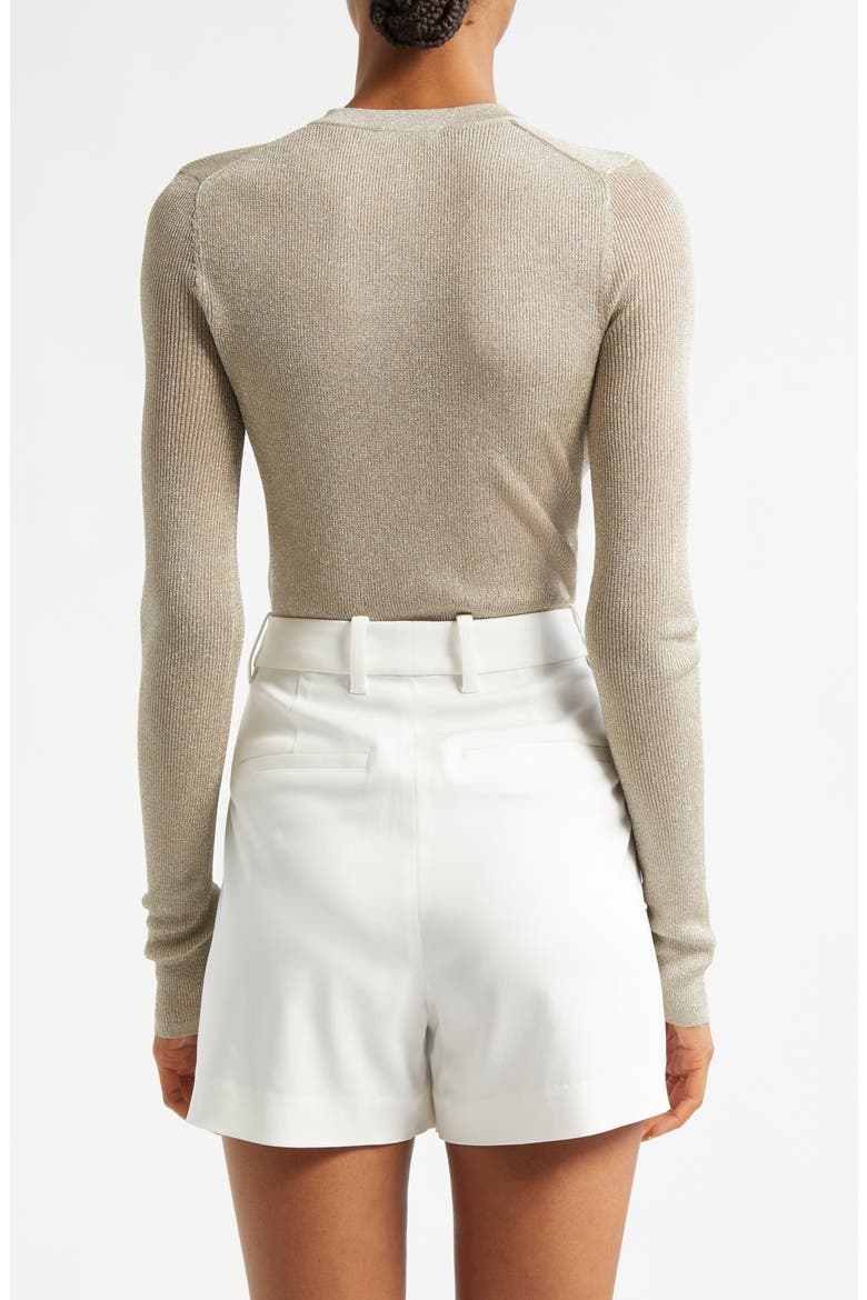 Fisher Metallic Rib Cardigan, Alternate, color, LIGHT GOLD