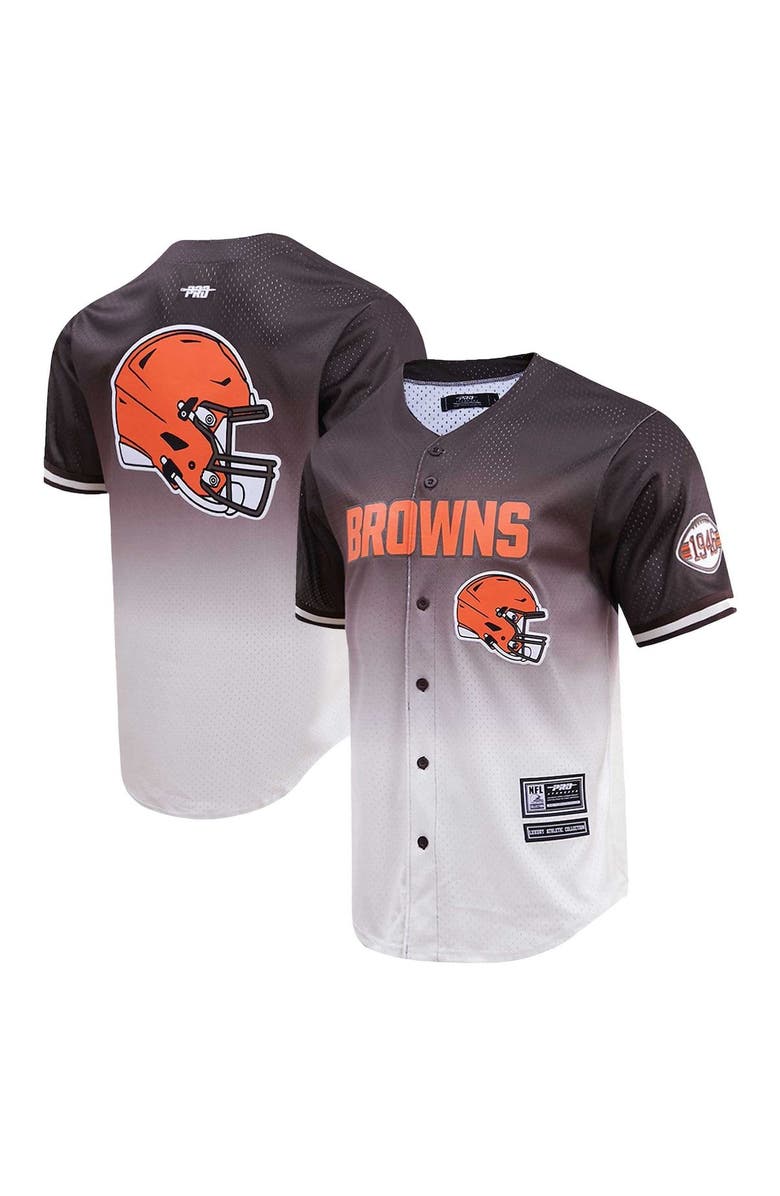PRO STANDARD Men's Pro Standard Brown/Cream Cleveland Browns Ombre Mesh Button-Up Shirt, Main, color, 