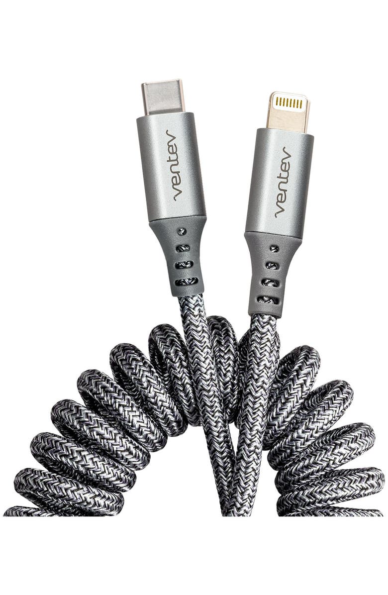 Ventev Helix USB-C to Apple Lightning High Speed Travel 3 Foot Cable, Main, color, Gray