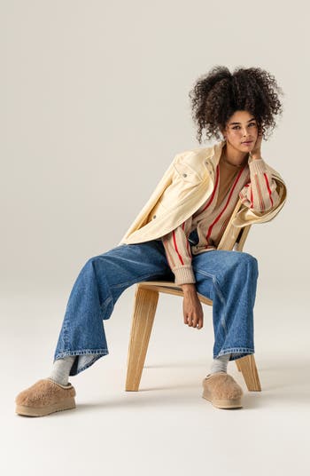 Maxi Curly Genuine Shearling Tazz Platform Slipper