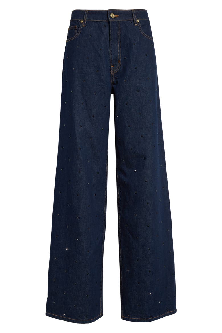 Rhinestone Embellished Jeans, Alternate, color, INDIGO WASH