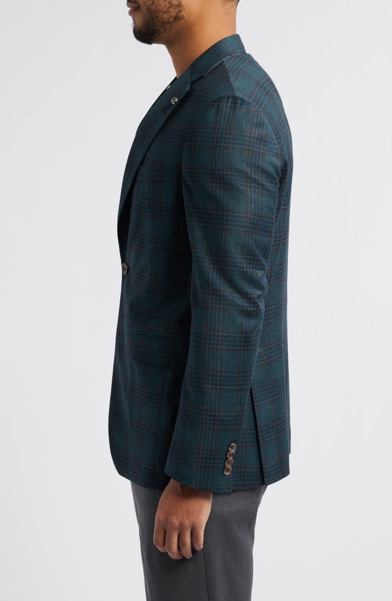 Jack Victor Midland Contemporary Fit Plaid Stretch Wool Sport Coat, Alternate, color, Olive