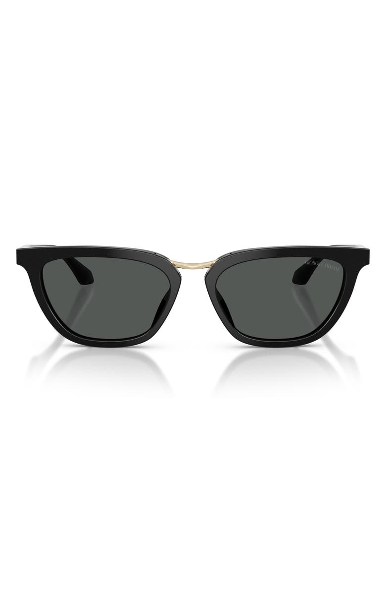 ARMANI 54mm Butterfly Sunglasses, Main, color, Black / Dark Grey