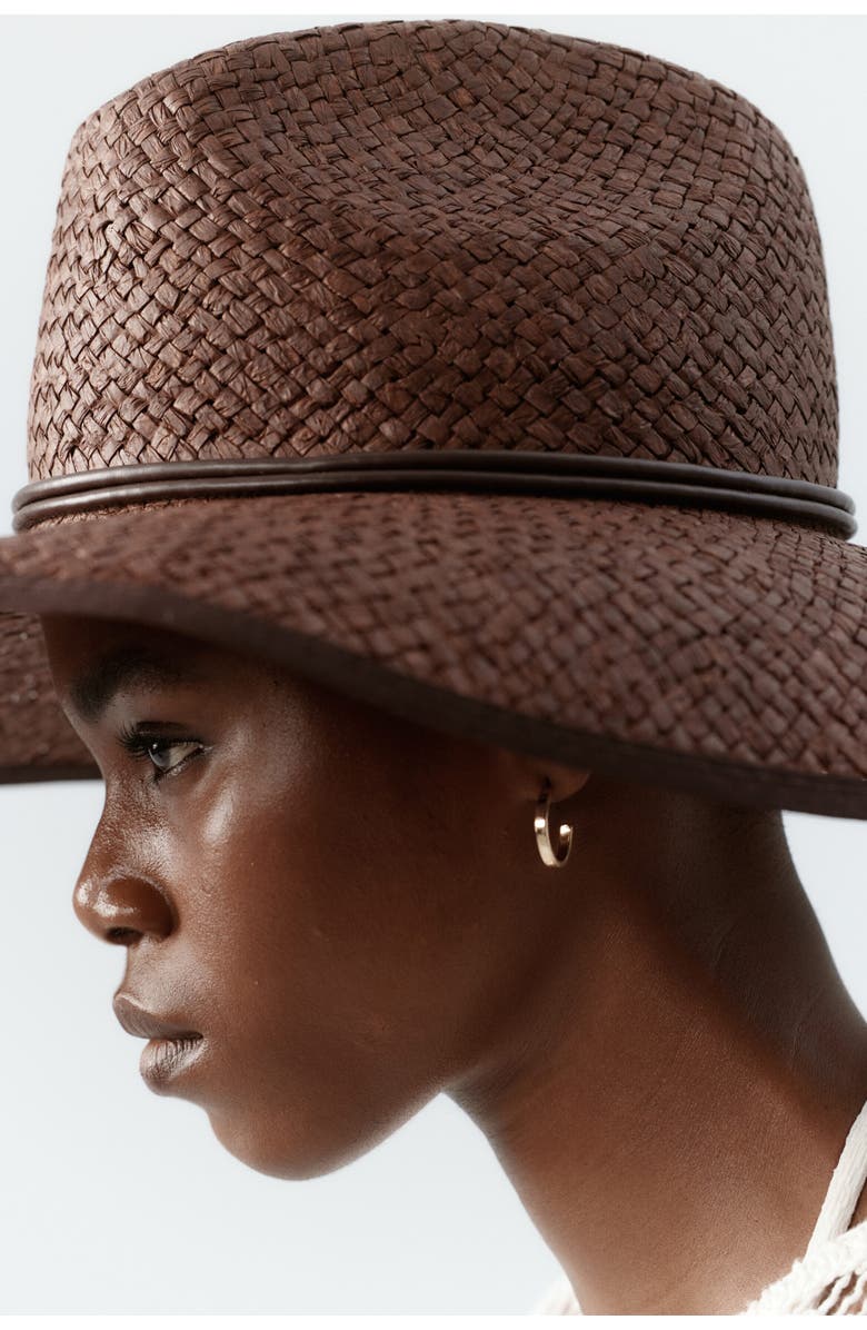 H&M Handmade Straw Hat, Main, color, Dark Brown