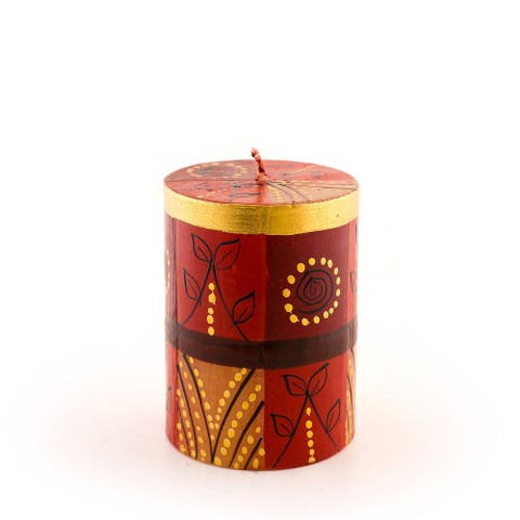 Safari Gold Painted Pillar Candle