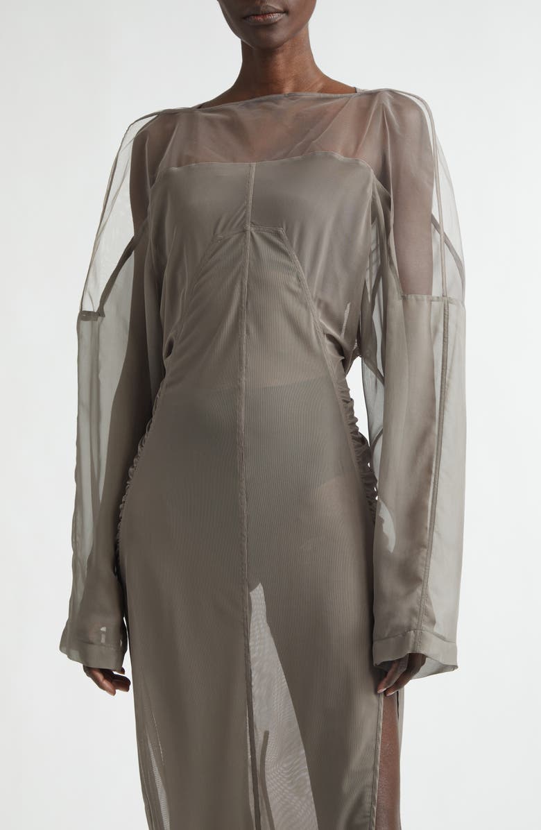 Rick Owens Collage Paneled Long Sleeve Gown, Alternate, color, Dust
