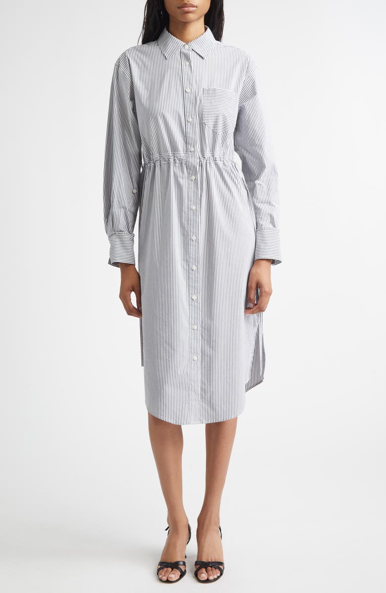Derek Lam 10 Crosby Annalisa Long Sleeve Midi Shirtdress, Alternate, color, Grey/ White