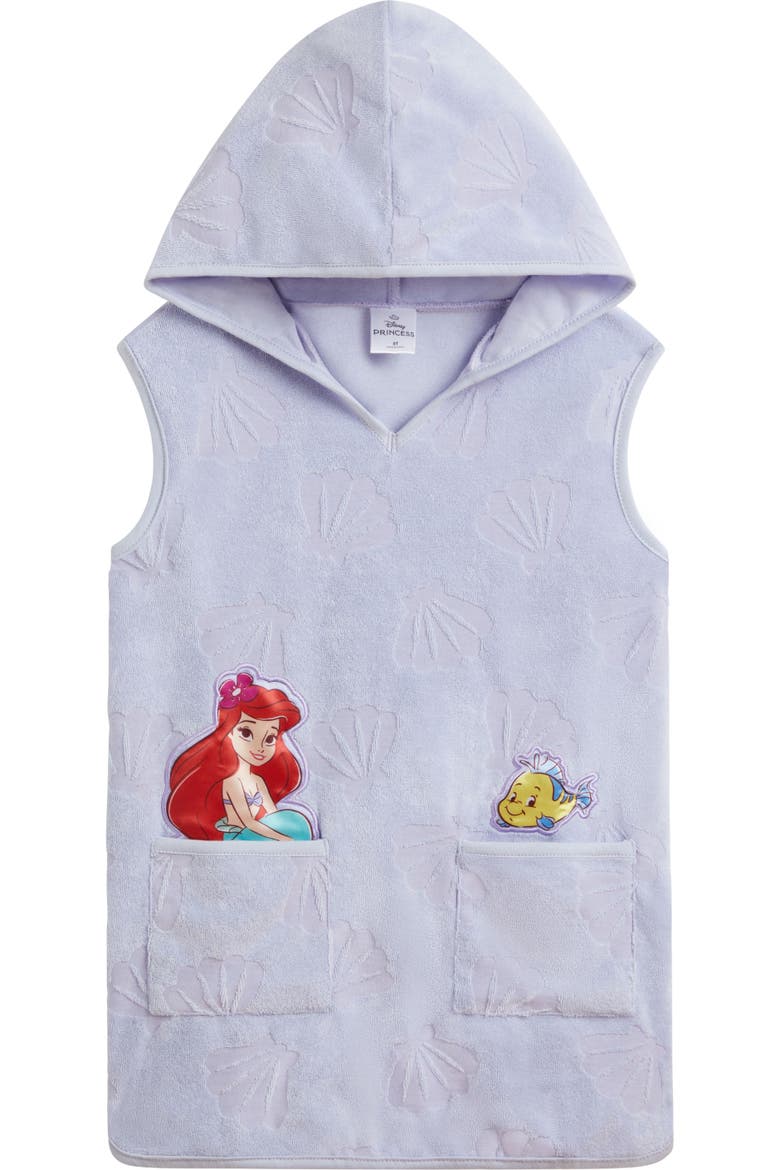 Princess Hooded Swimwear Cover Up, Main, color, Ariel Flounder Lilac
