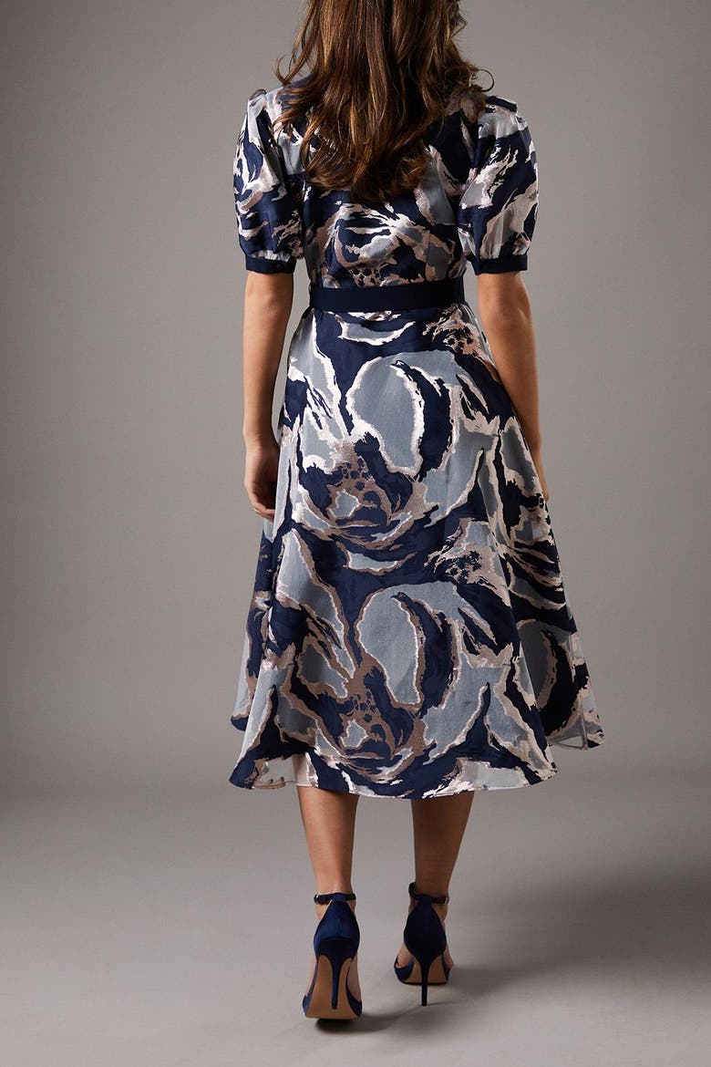 Short Sleeve Jacquard Shirt Dress, Alternate, color, Navy