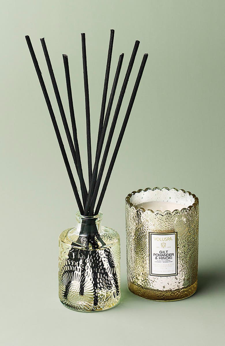 Voluspa Gilt Pomander & Hinoki Boxed Candle, Alternate, color, 