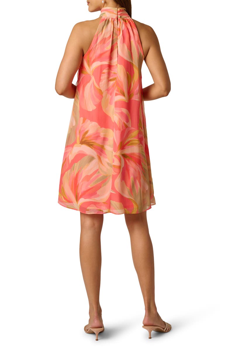 Adrianna Papell Floral Print Halter Trapeze Dress, Alternate, color, Coral Multi