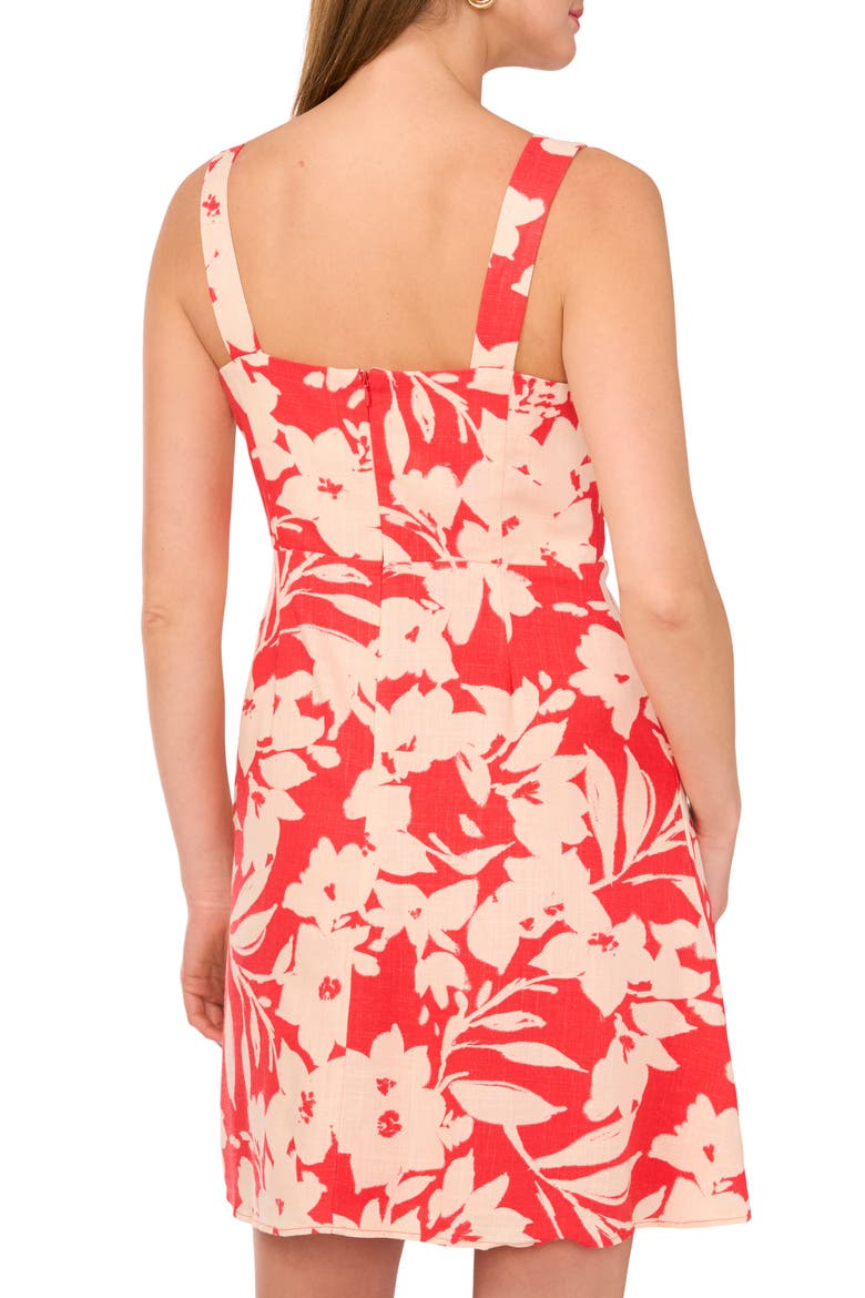 Floral Square Neck Fit & Flare Dress, Alternate, color, CAYENNE