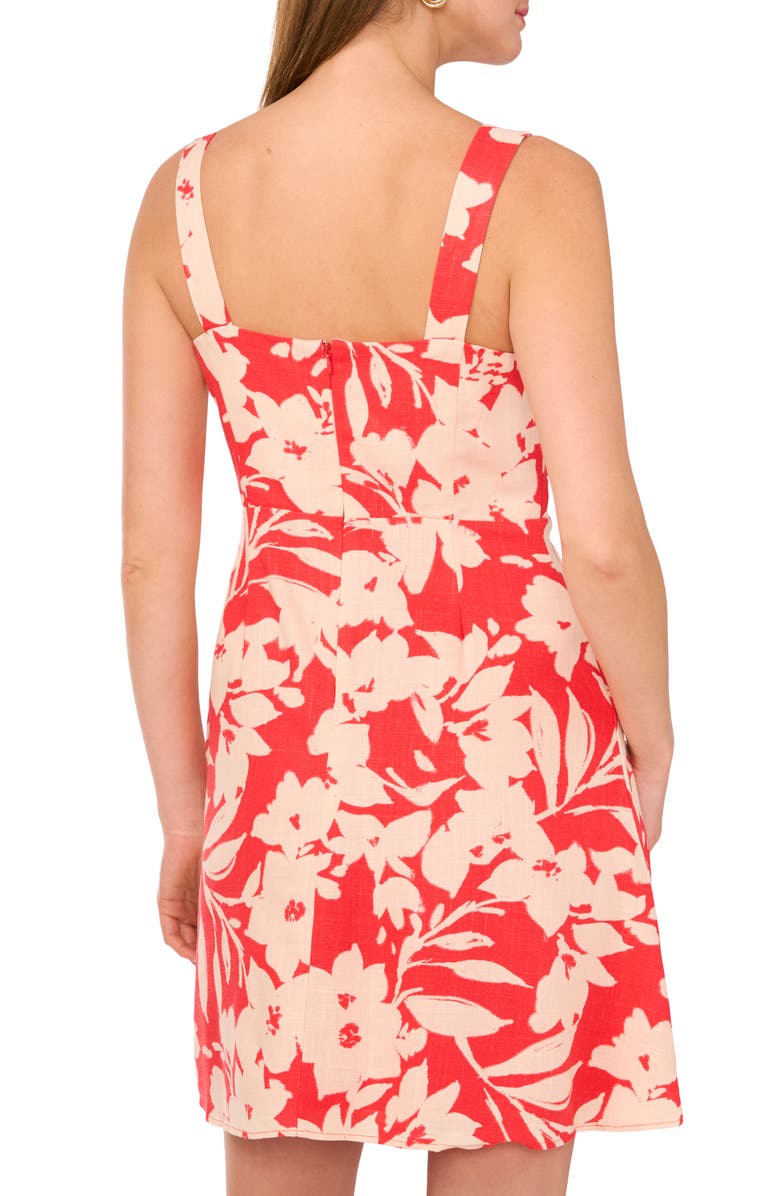 Vince Camuto Floral Square Neck Fit & Flare Dress, Alternate, color, Cayenne