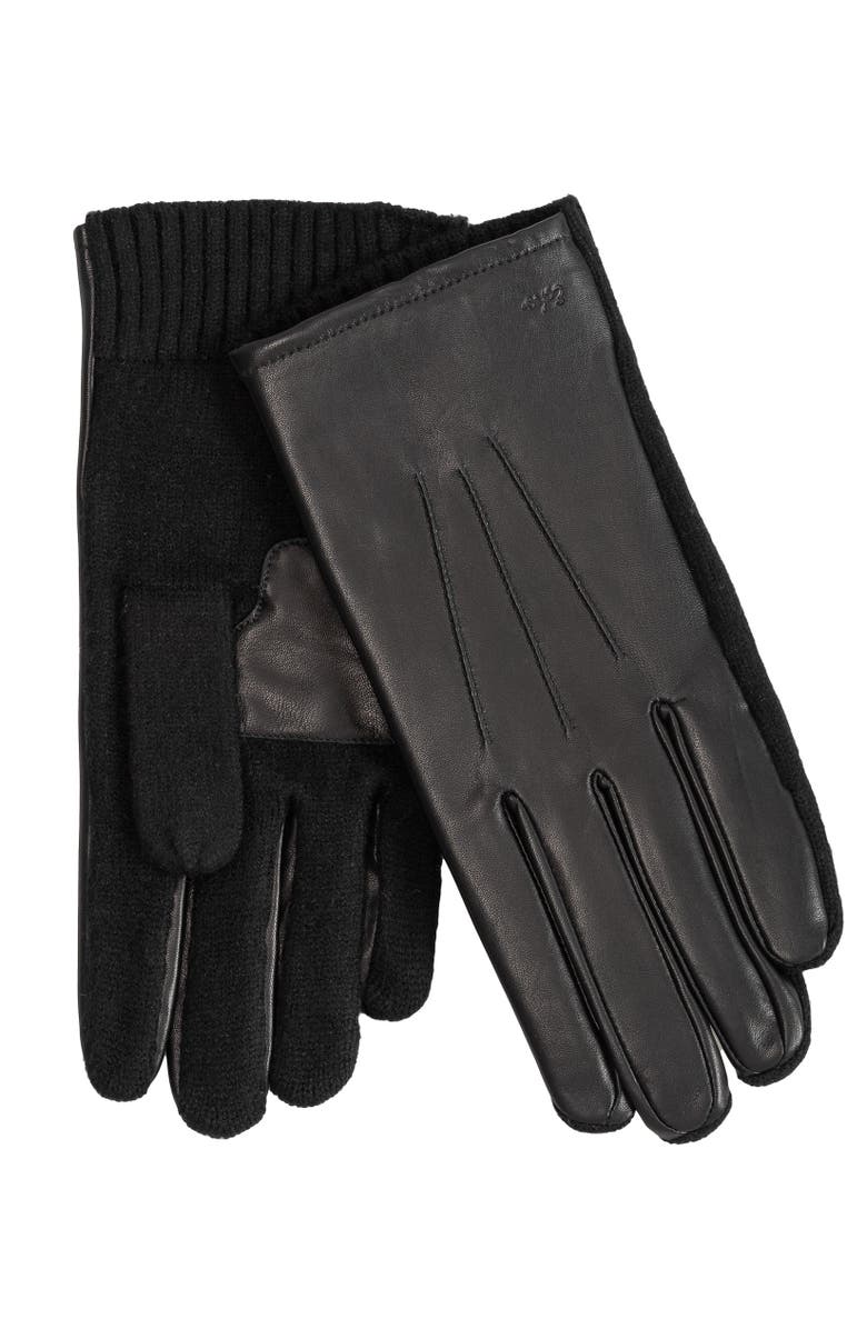 Echo Knit Combo Leather Glove, Main, color, Black