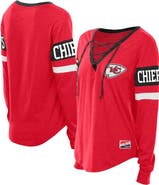 New Era Women's New Era  Red Kansas City Chiefs Throwback Lace-Up Long-Sleeve T-Shirt