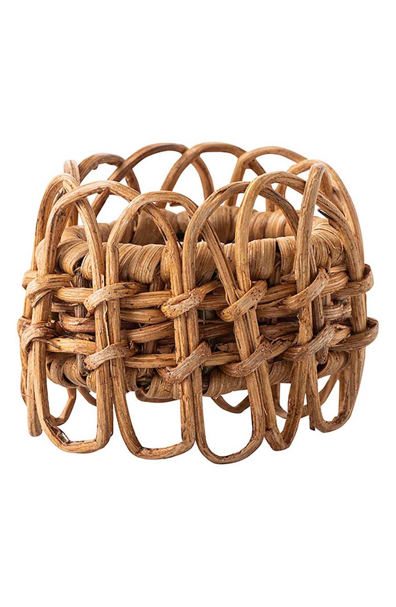 Juliska Provence Set of 4 Woven Rattan Napkin Rings, Alternate, color, Natural