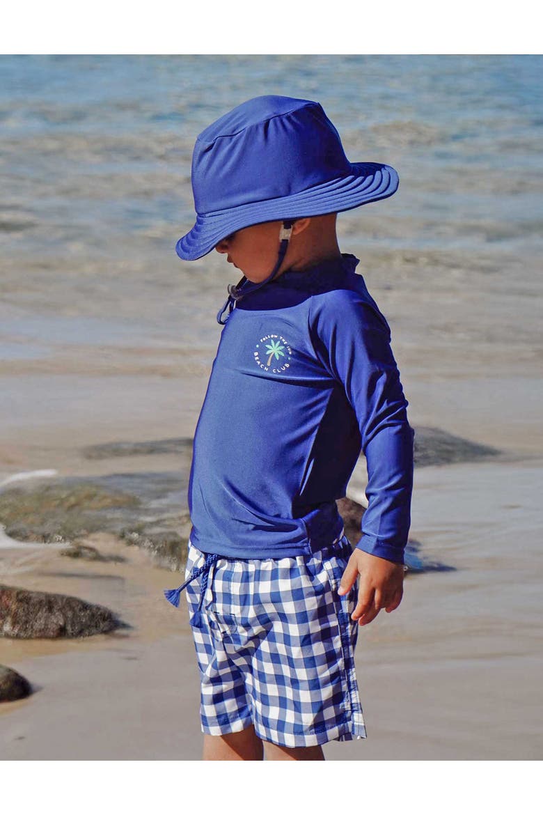 Board Short & Rashie Swim Set, Alternate, color, Marine Gingham